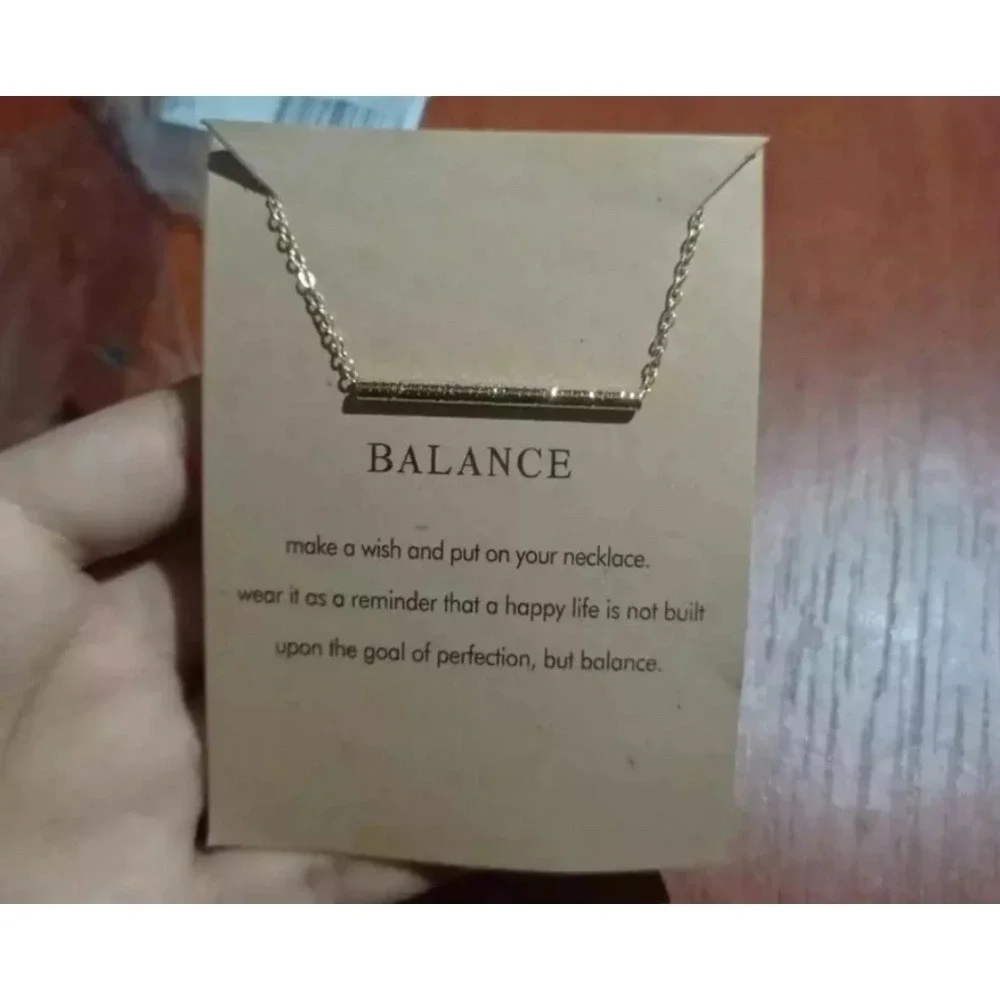 NEW Balance Bar Necklace Gold Minimalist‎ Pendant Delicate Chain Jewelry Gift